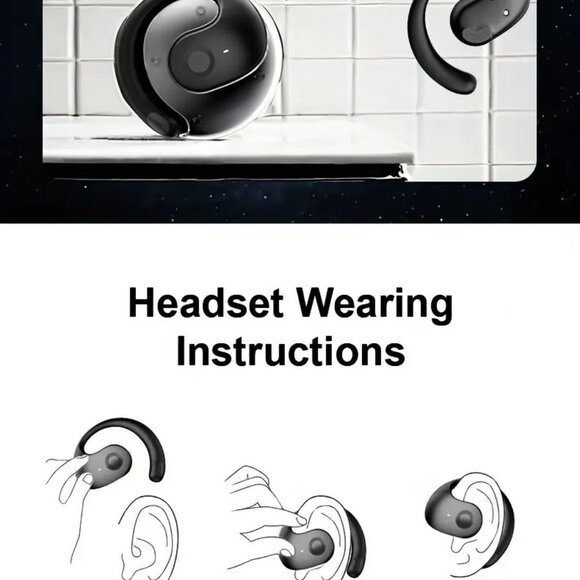 Wireless Earphones with Dual Microphones, Digital Display, Ear Hooks for Sports - Picture 7 of 9